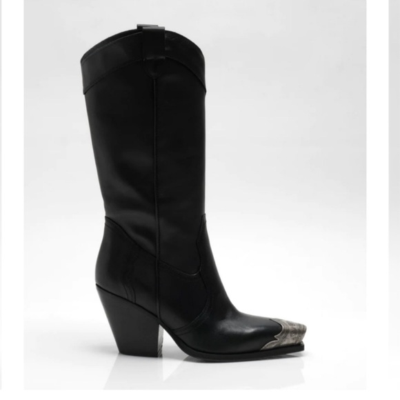 Free People Brayden Western Boots black leather.  Size 37.5 - Picture 4 of 15